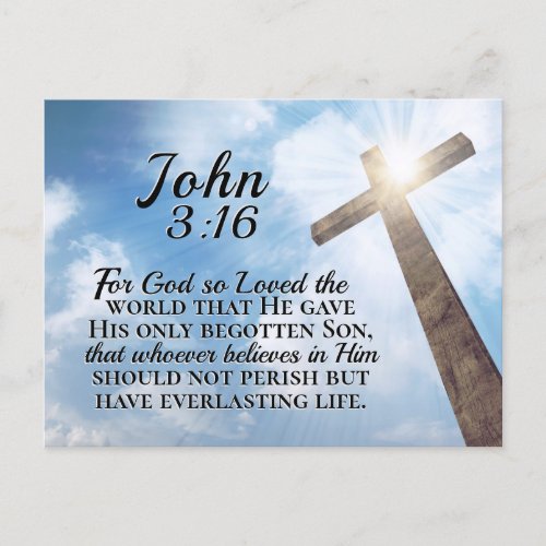 John 316 God so Loved the World Wooden Cross  Postcard