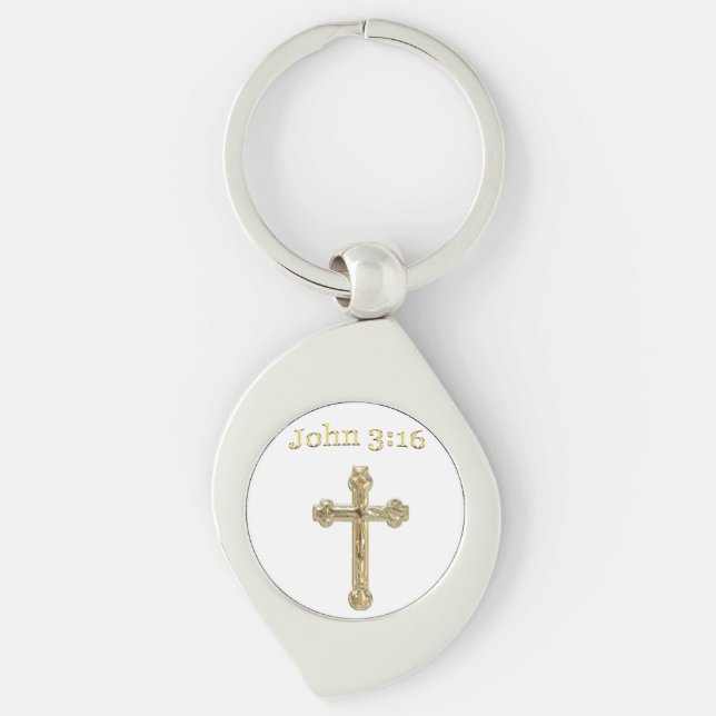 John 3:16 Gold cross Keychain (Front)
