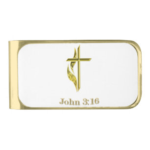 John 3:16 gold finish money clip