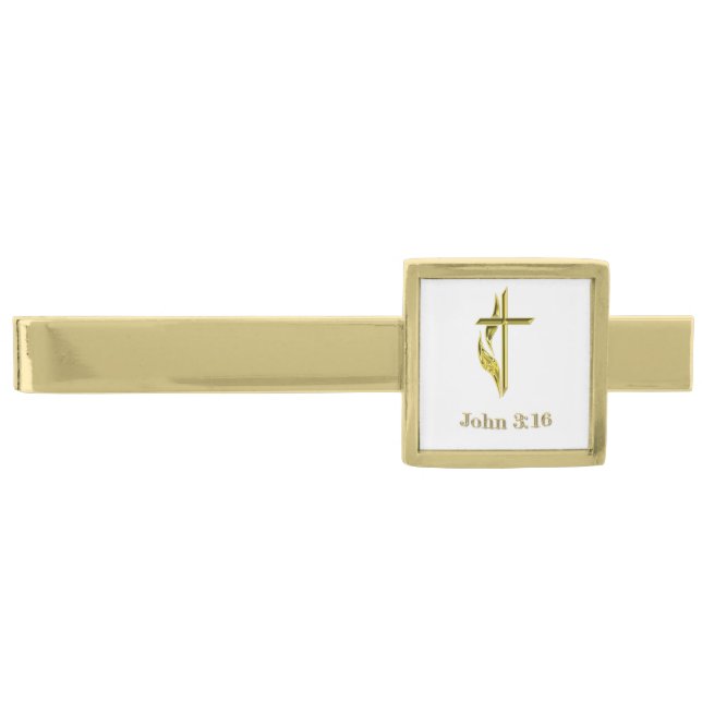 John 3:16 gold finish tie clip (Front)