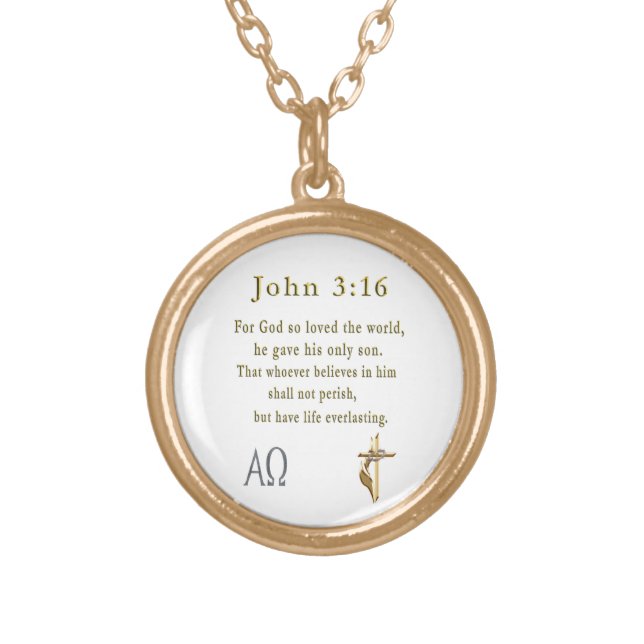 John 3:16 gold plated necklace (Front)