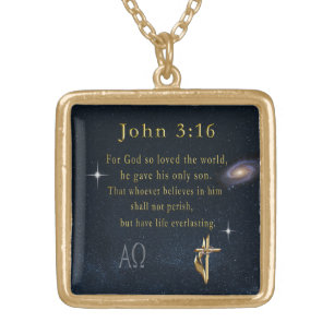 John 3:16 gold plated necklace