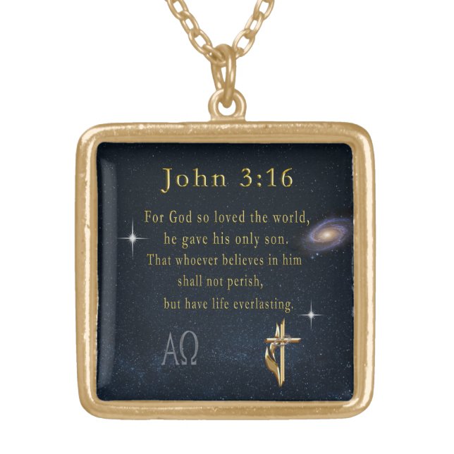 John 3:16 gold plated necklace (Front)