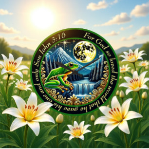 John 3:16 Golden Frog Hops Into Rustic Perfection Large Clock