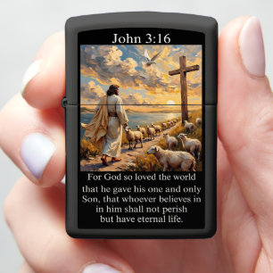 John 3:16 Good Shepherd Cross Holy Spirit Dove Zippo Lighter