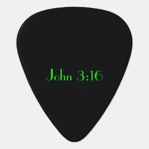John 3:16, Green Text on Black Background Guitar Pick