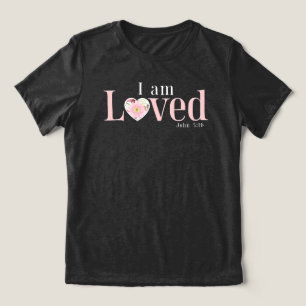 John 3:16 I Am Loved Floral Heart Christian Tri-Blend Shirt
