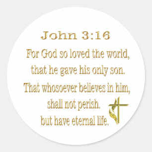 John 3:16 items classic round sticker