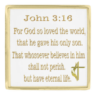 John 3:16 items gold finish lapel pin