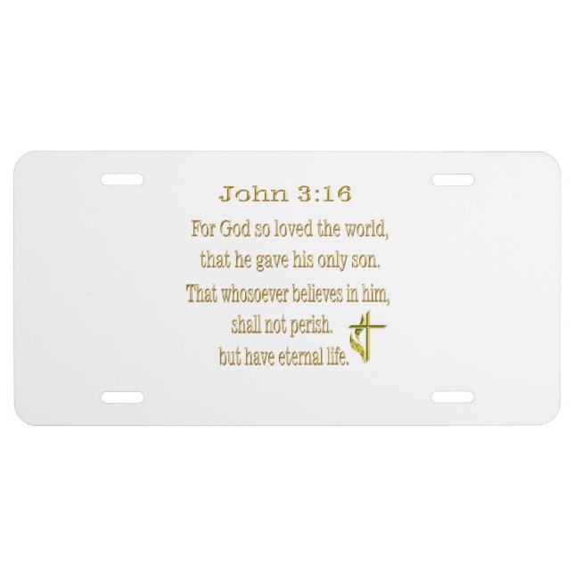 John 3:16  items license plate (Front)