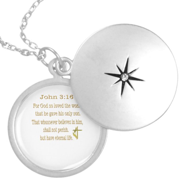John 3:16  items locket necklace (Front)