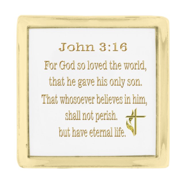 John 3:16  items silver finish lapel pin (Front)