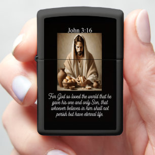 John 3:16 Jesus Breaking Bread Communion Basket Zippo Lighter
