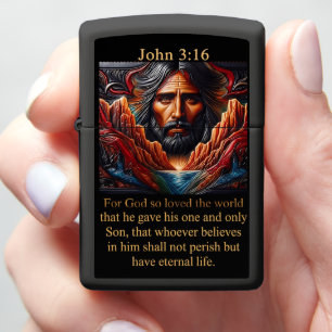 John 3:16 Jesus Face Red Canyon River Sunrise Zippo Lighter
