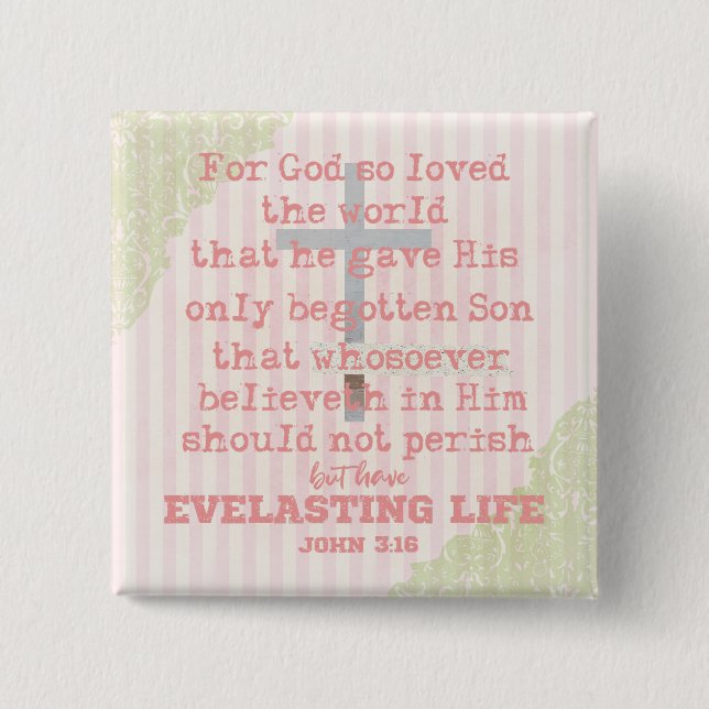 John 3.16 KJV Bible Verse Button (Front)
