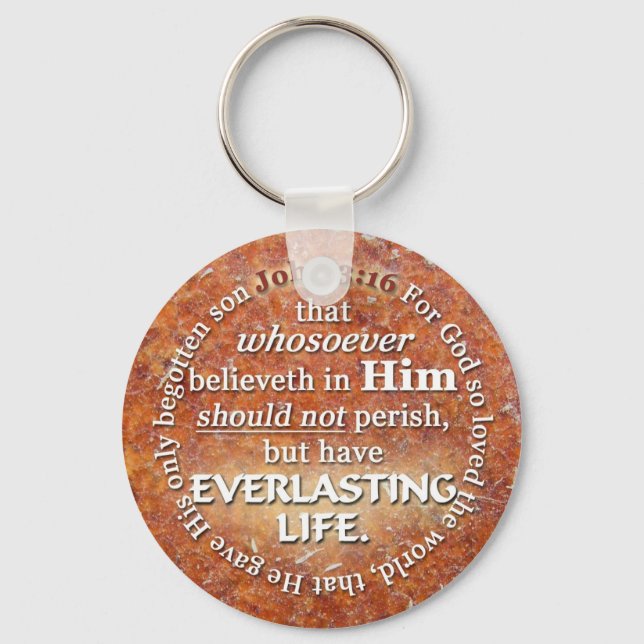 John 3:16 KJV Everlasting Life Bible Verse Quote Keychain (Front)