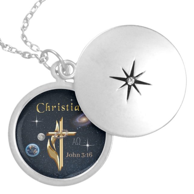 John 3:16 locket necklace (Front)