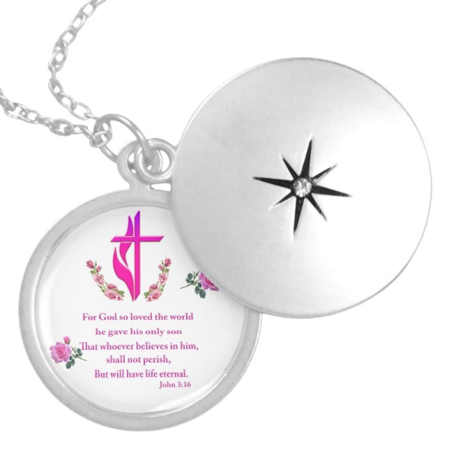 John 3:16 locket necklace (Front)