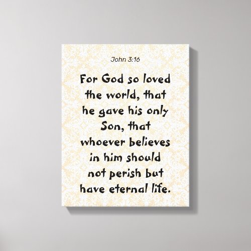 John 3  16  Motivational bible Quotes Verse Canvas Print
