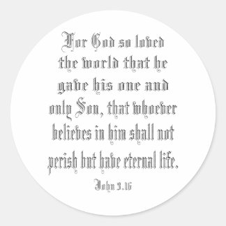 John 3.16 noir classic round sticker