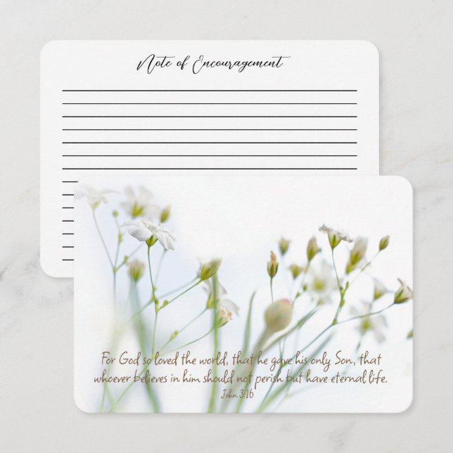 John 3:16 Note of Encouragement Floral Card (Front/Back)