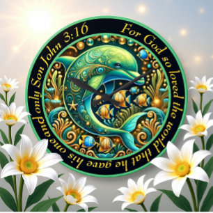 John 3:16 Ocean Harmony Dolphin Large Clock