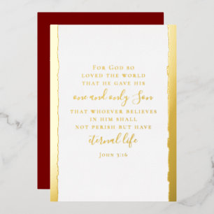 John 3:16 Personalized Elegant Christmas Gold Foil Holiday Card