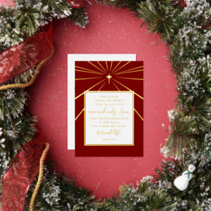 John 3:16 Personalized Faith Christmas Red Gold Foil Holiday Card