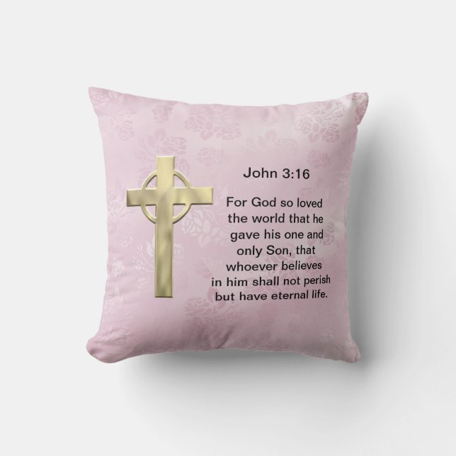 John 3:16 (pink) throw pillow (Front)