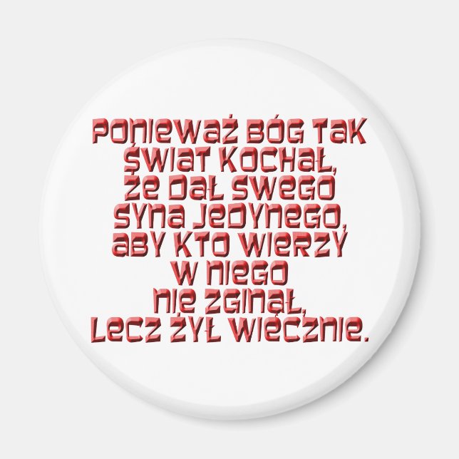 John 3:16 Polish Magnet (Front)