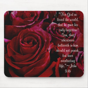 John 3:16 red roses mousepad