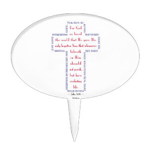 John 3:16 Red, White and Blue Cross Cake Topper