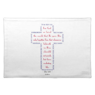 John 3:16 Red, White and Blue Cross Cloth Placemat