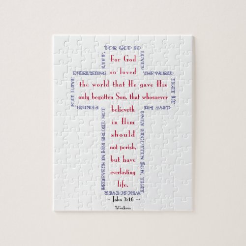 John 316 Red White and Blue Cross Jigsaw Puzzle