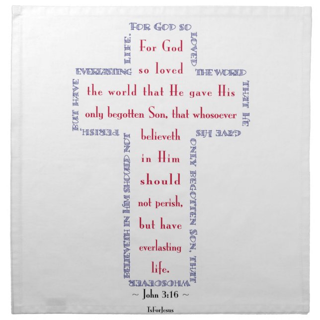 John 3:16 Red, White and Blue Cross Napkin (Front)