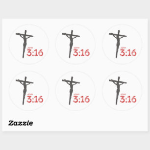 John 3:16 Scripture and crucifix Classic Round Sticker
