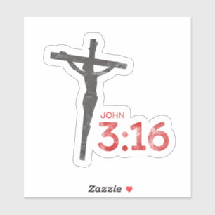 John 3:16 Scripture and crucifix  Sticker