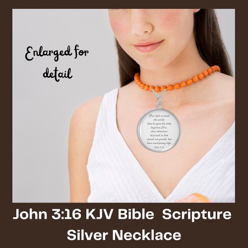 John 316 Scripture Bible Quote  Sterling Silver Necklace