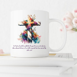 John 3:16 Scripture Cross Christian Bible Verse Coffee Mug