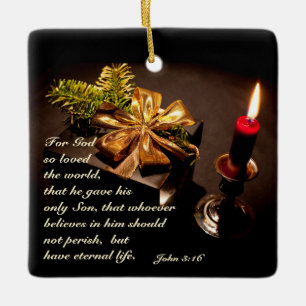 John 3:16 Scripture God so Loved the World Ceramic Ornament