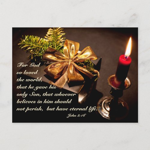 John 316 Scripture God so Loved the World Custom Holiday Postcard