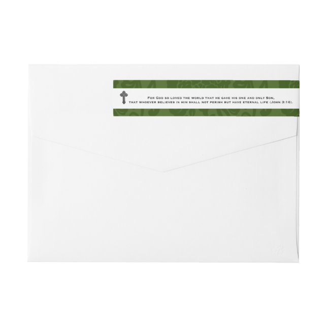 John 3:16 Scripture Personalized Green Trim Wrap Around Label (Back)