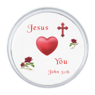 John 3:16 silver finish lapel pin