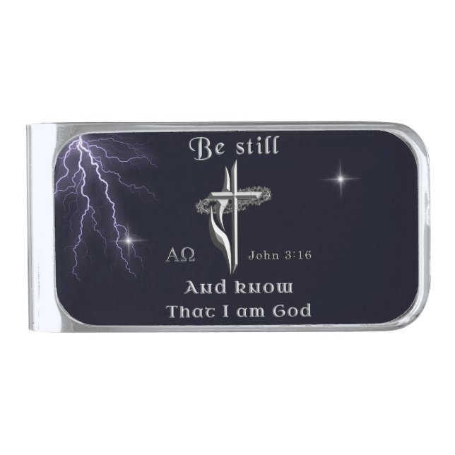John 3:16 silver finish money clip (Front)