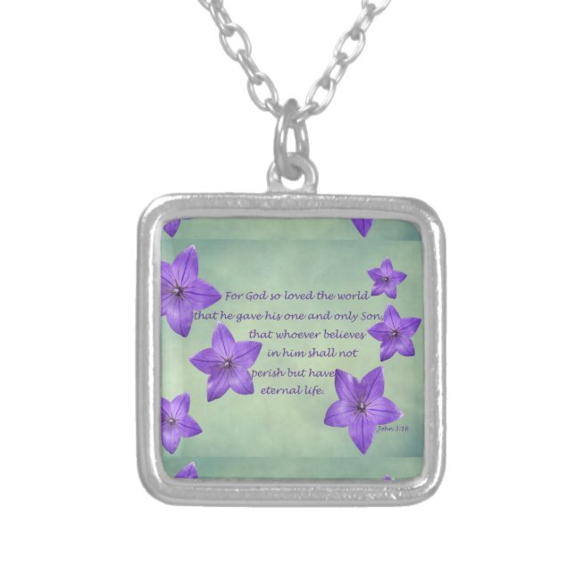 John 3:16 silver plated necklace (Front)