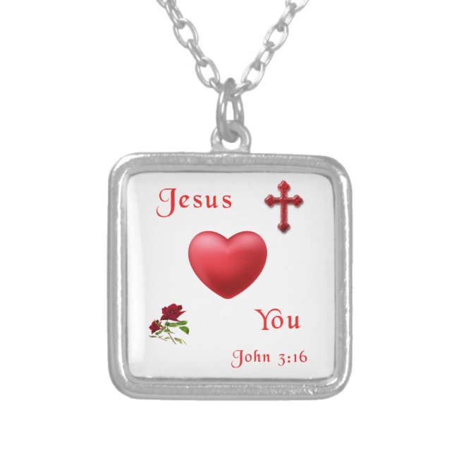 John 3:16 silver plated necklace (Front)