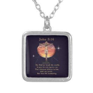 John 3:16 silver plated necklace