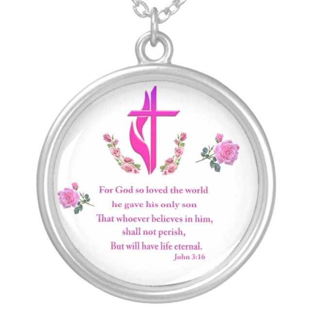 John 3:16 silver plated necklace (Front)