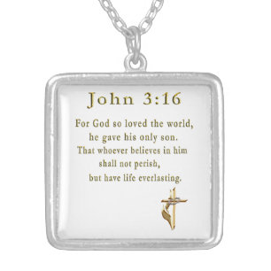 John 3:16 silver plated necklace