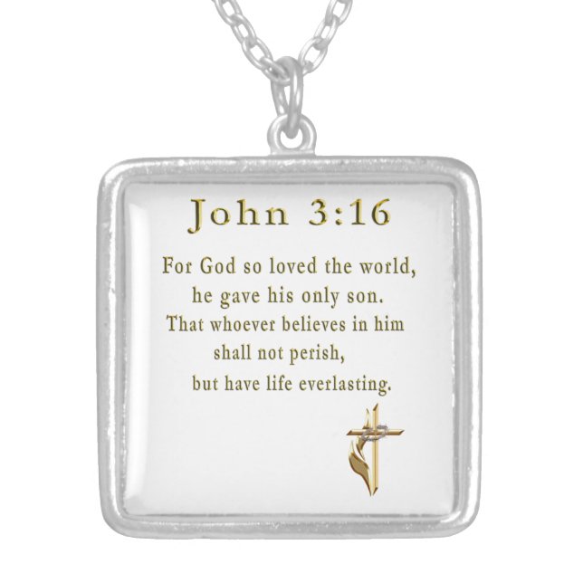 John 3:16 silver plated necklace (Front)